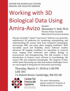 Working with 3D Biological Data Using Amira-Avizo Speech by Alexander S. Hall Flyer
