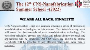 Nanofabrication summer school 2022 poster