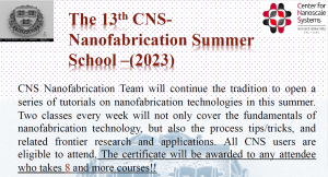 Nanofab summer school 2023
